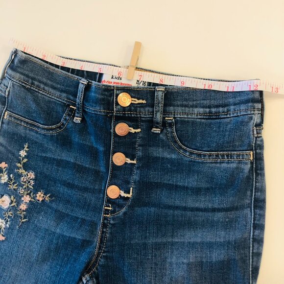 Abercrombie Kids High-rise jean legging Girls Size SLIM 15/16 Embroidered Flower - Picture 12 of 16